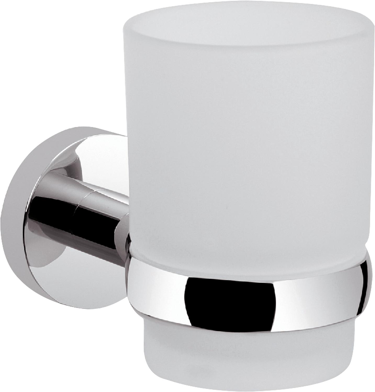 Glass holder Eight with wall bracket, satin-finished glass, chrome-plated brass