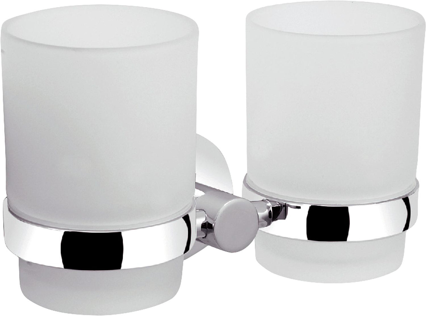 Double glass holder Eight with wall bracket, satin-finished glass, chrome-plated brass