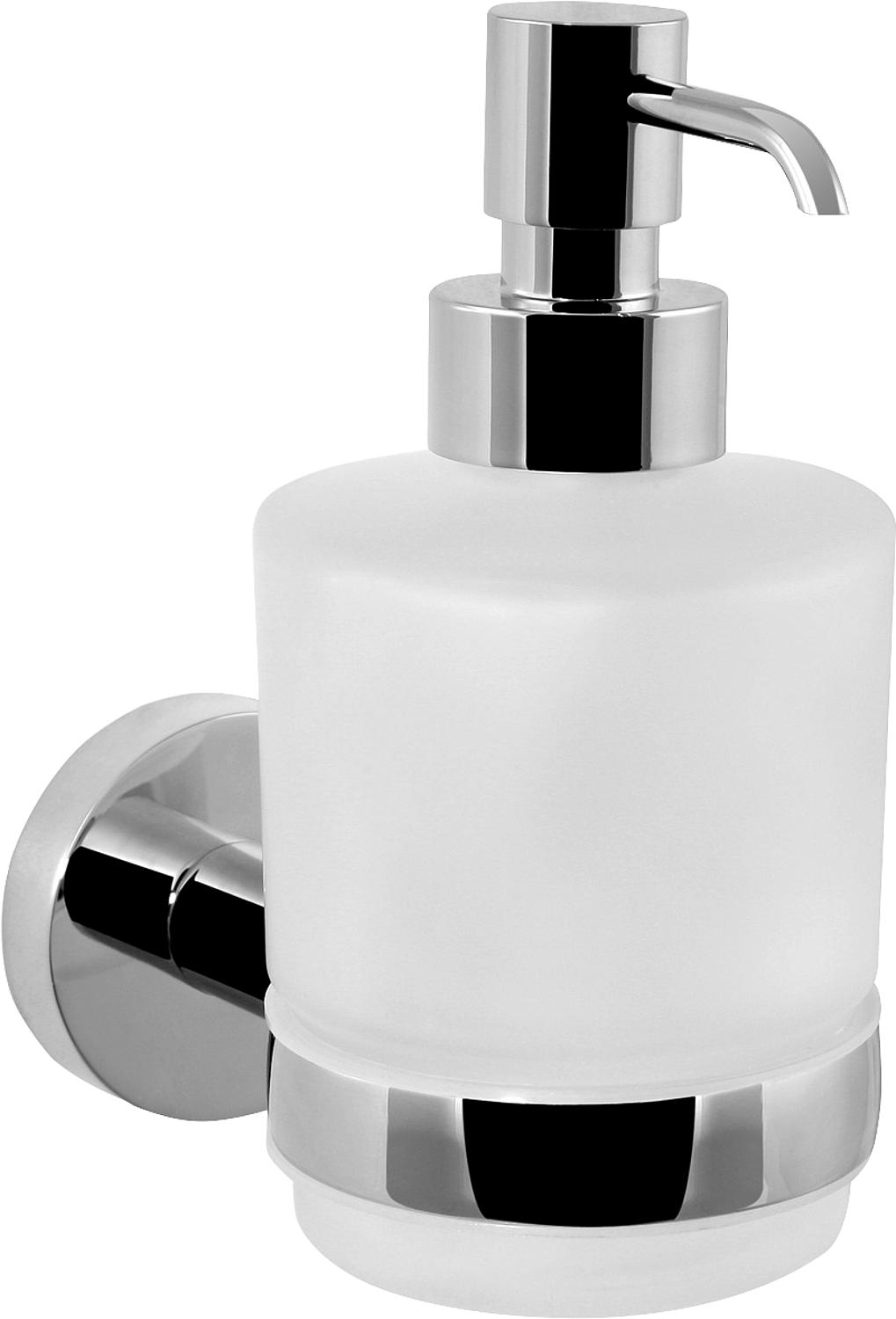 Seifenspender Eight 100 ml mit Wandhalter Messing verchromt Glas satiniert