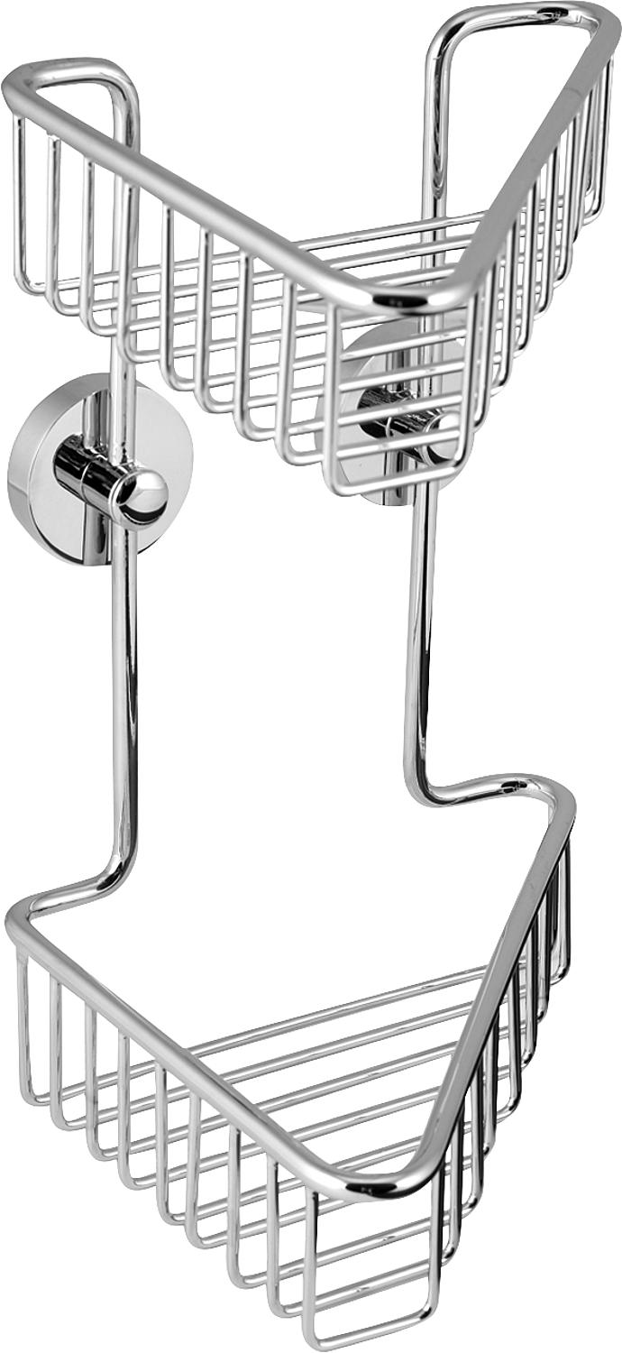 Corner shower basket 8000, 2 tiers, WxHxD: 260x294x211 mm, chrome-plated brass