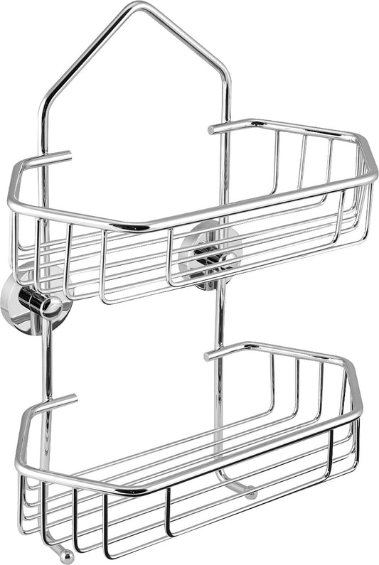 Shower basket 8000, 2 tiers, WxHxD: 246x386x164 mm, with 2 hooks, chrome-plated brass