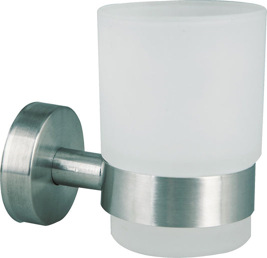 AXIAL glass tumbler, satin finish, stainless steel matt, including mounting hardware.