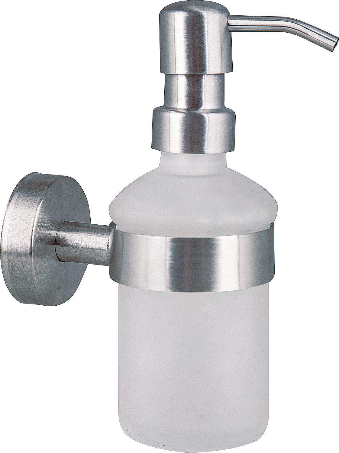Axial soap dispenser with wall bracket, stainless steel, matt