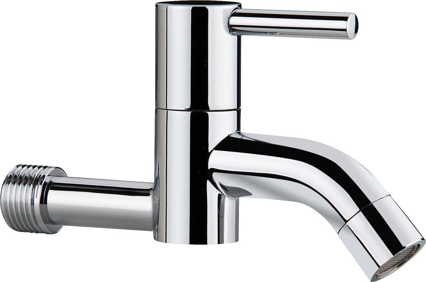 Robinet mural double, filetage DN 15 (1/2"), saillie 120 mm, chromé
