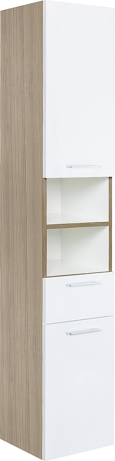 ESTRA tall cabinet, 2 doors, 1 drawer, white, high-gloss, hinged on the left, 350x1850x370 mm