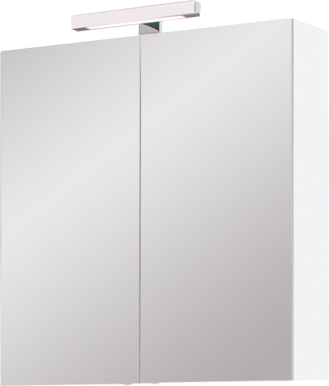 Estra mirror cabinet with LED lighting, white high gloss, 2 doors, 700x770x208mm