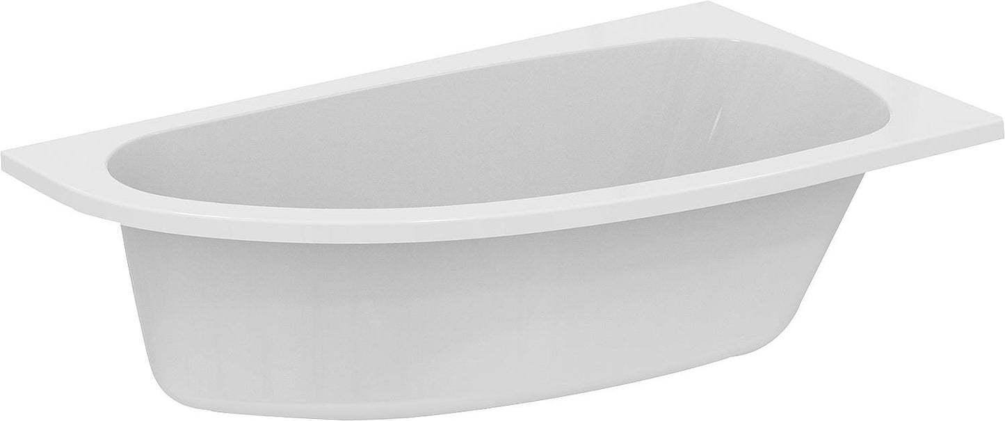 Space-saving bathtub Hotline, curved right side, 1600x465x900mm, capacity: 235 l, acrylic, white