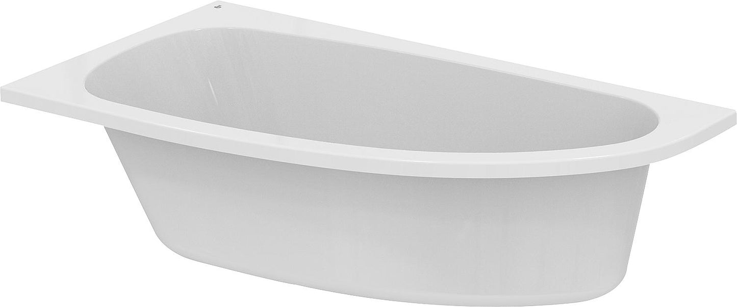 Space-saving bathtub Hotline, curved right side, 1600x465x900mm, capacity: 235 l, acrylic, white