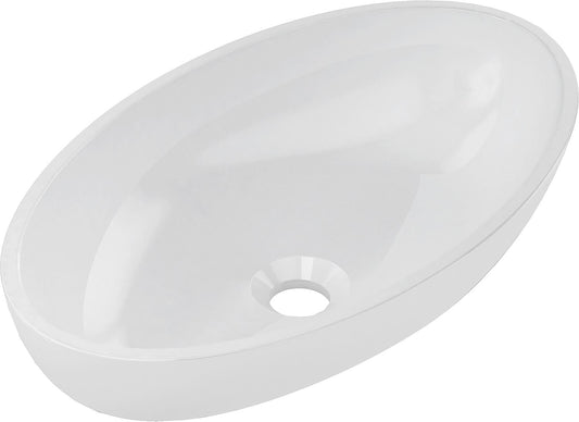 Vasque à poser CILLA, dimensions L x H x P : 510 x 127 x 300 mm, en résine minérale reconstituée, blanche