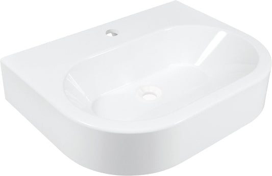 Vasque à poser BELLA, dimensions L x H x P : 600 x 120 x 460 mm, en résine minérale reconstituée, blanche