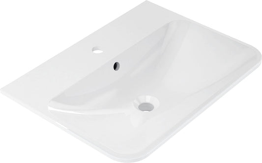 Lavabo design ANNIKA L x H x P : 600 x 148 x 450 mm, blanc minéral coulé