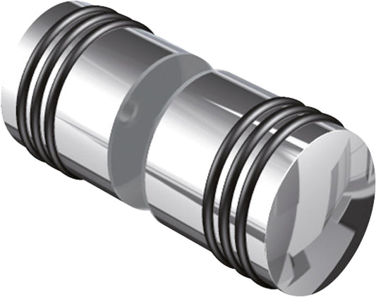 Glass door knob, polished chrome on both sides, glass bore Ø 14 mm, glass thickness 6-12 mm