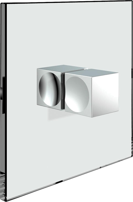 Square glass door knob, double-sided, polished chrome finish, glass bore 14mm, thickness 6-10mm