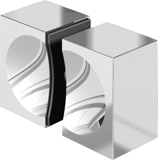 Glass door handle, double-sided, polished chrome finish, glass bore 14mm, glass thickness 6-10mm