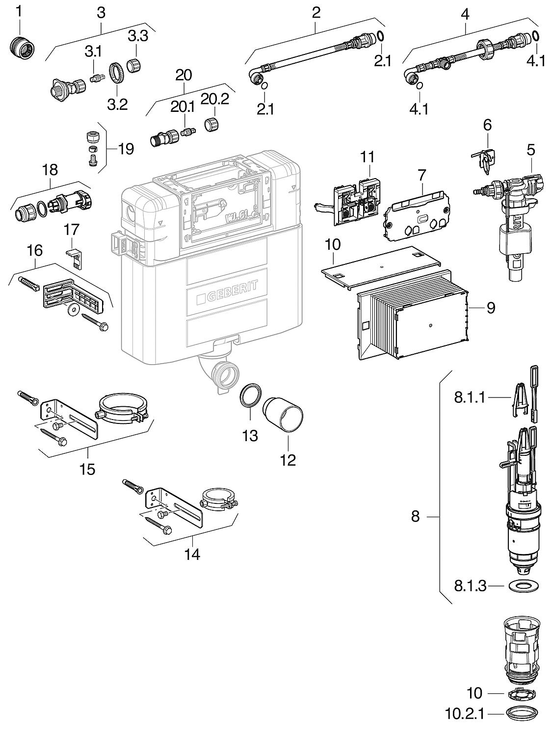 Soupape de chasse et cuvette pour réservoir Omega UP