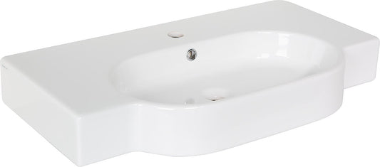 Vasque à lavabo (L x H x P) : 810 x 110 x 450 mm, 1 trou de robinetterie, céramique blanche
