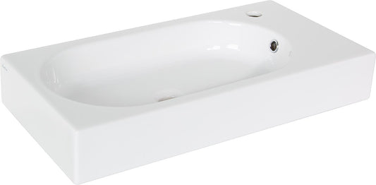 Vasque à lavabo (L x H x P) : 700 x 110 x 350 mm, 1 trou de robinetterie, céramique blanche