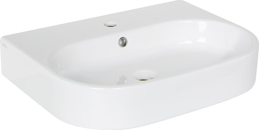 Vasque à lavabo (L x H x P) : 600 x 110 x 450 mm, 1 trou de robinetterie, céramique blanche