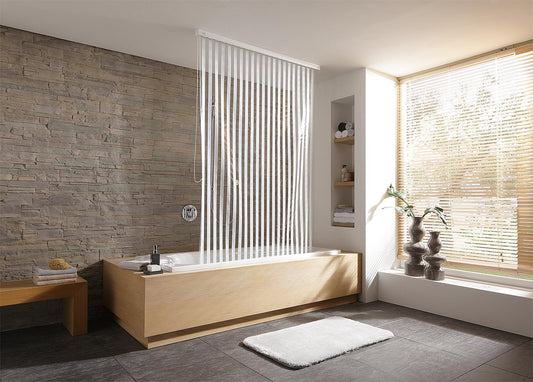 Designer shower roller blind for empty cassette EMAGA, white, 1280x2400 mm, 100% vinyl