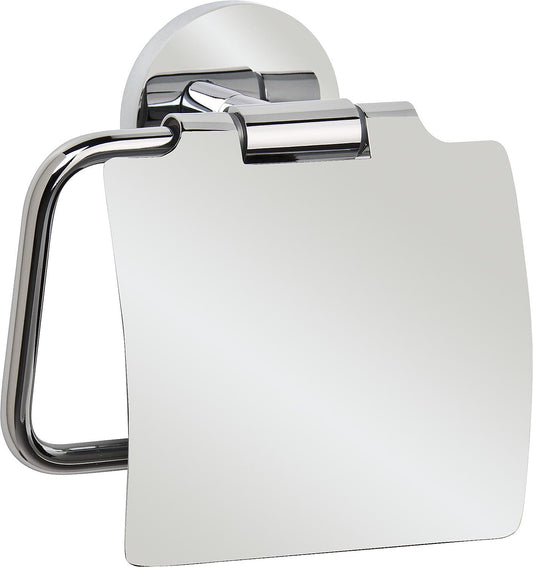Paper roll holder with lid, chrome-plated brass