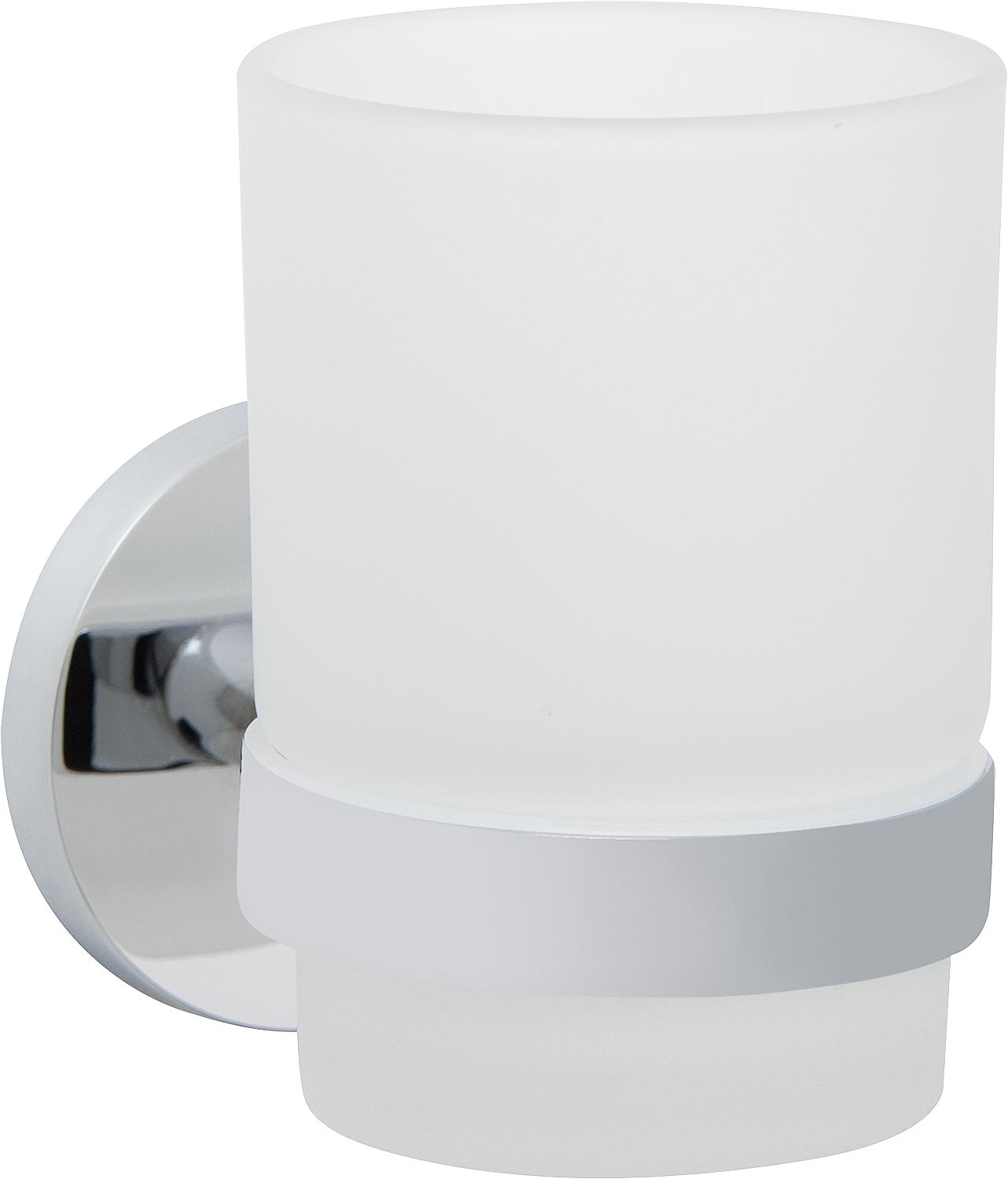 Rumba glass holder with wall bracket, chrome-plated brass