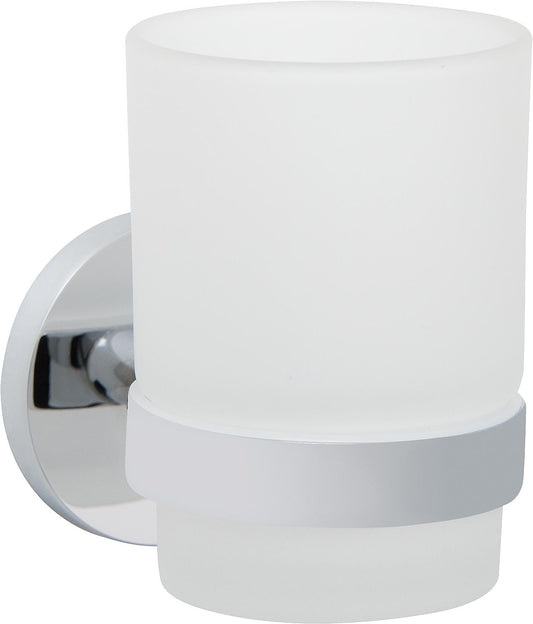 Rumba glass holder with wall bracket, chrome-plated brass