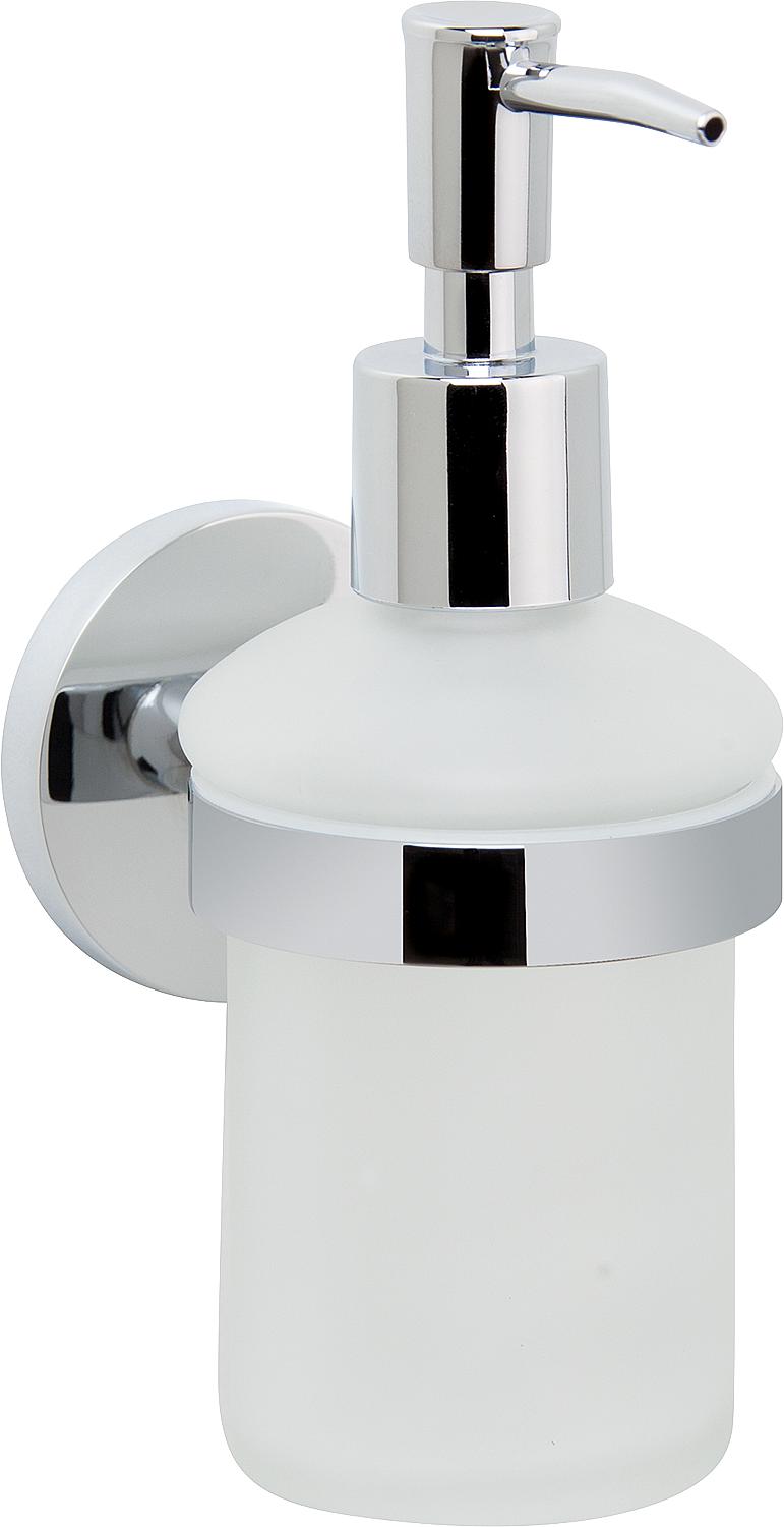 Rumba soap dispenser with wall bracket, chrome-plated brass