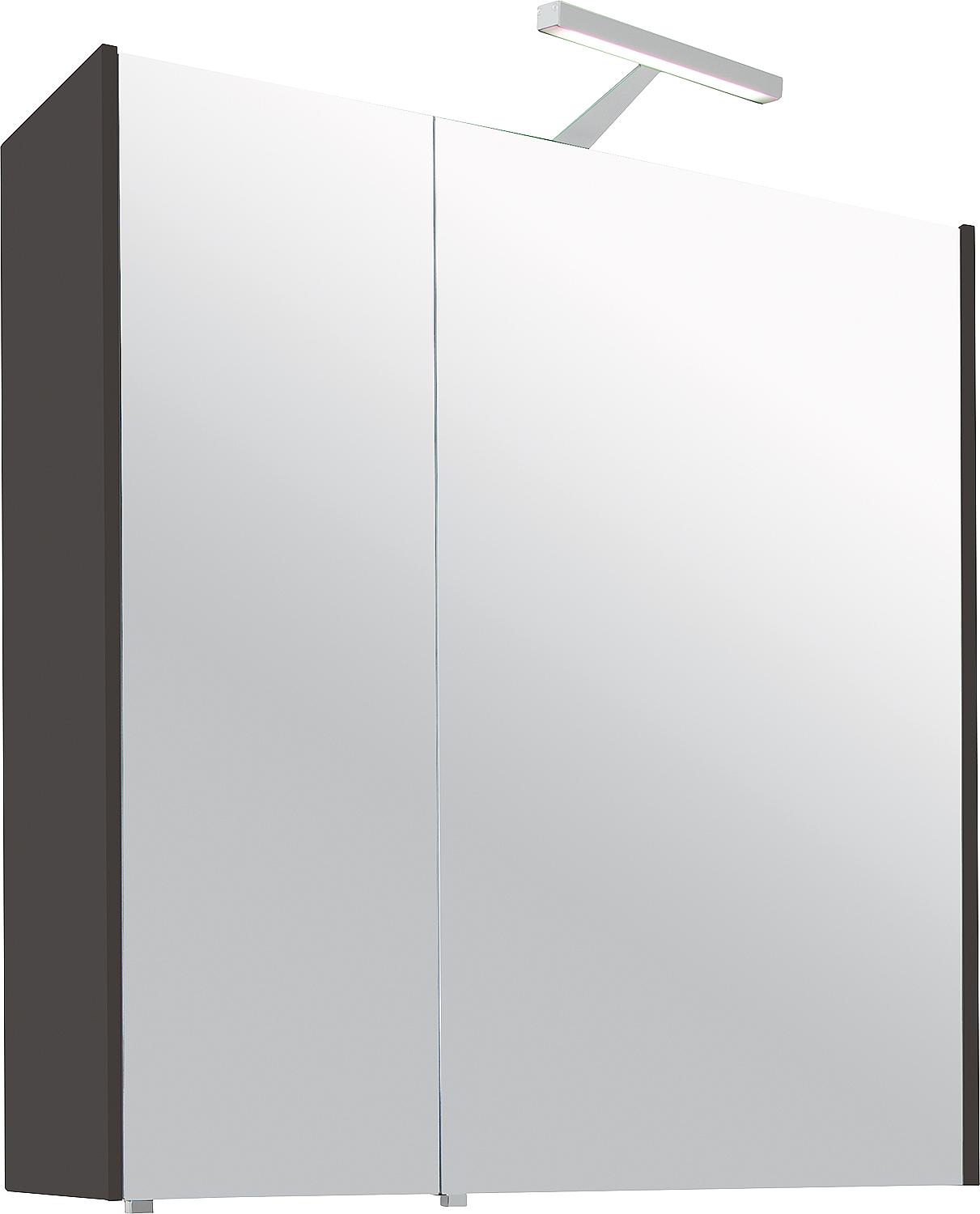 Mirror cabinet with lighting, anthracite high gloss, 2 doors, 700x750x188mm