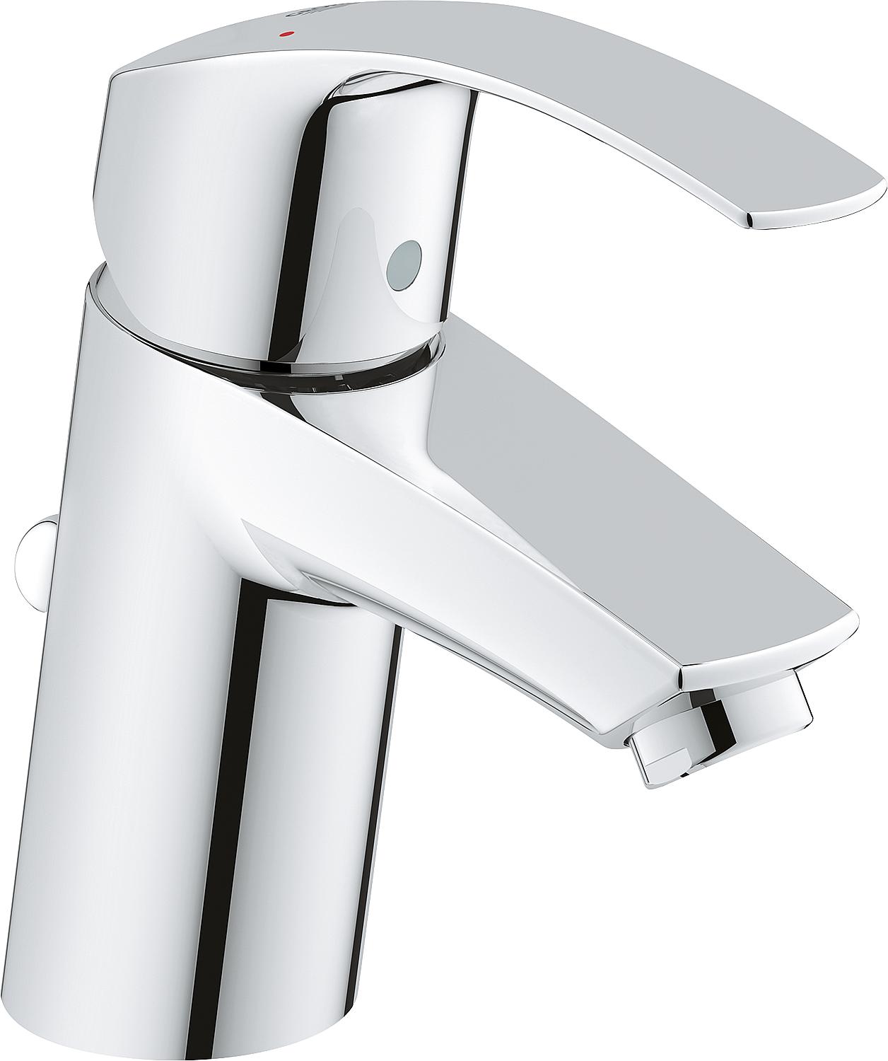 Grohe Eurosmart Standard S-Size basin mixer, 104 mm projection, chrome, with waste fitting