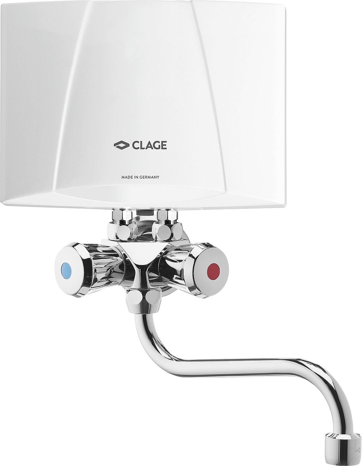 Clage M3/SMB small instantaneous water heater with two-handle mixer, 230V, countertop, unpressurized