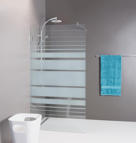 Walk-In Glasduschwand Edyla mit Wandbeschlägen + Stabi.-Stange rund 680x2000x8 mm Siebdruck ESG mit ETC