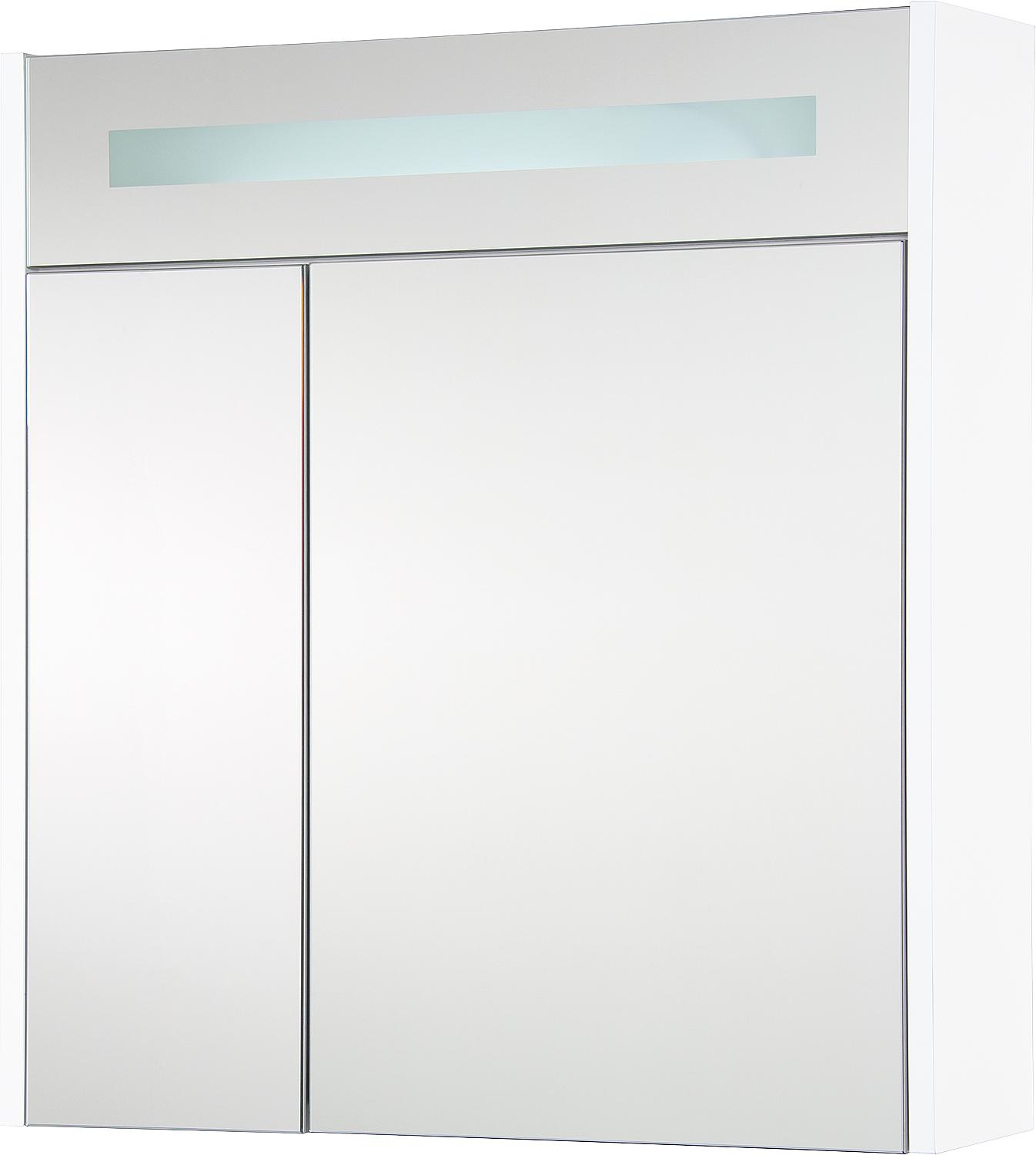 Mirror cabinet with illuminated panel, white high gloss, 2 doors, 700x750x188 mm