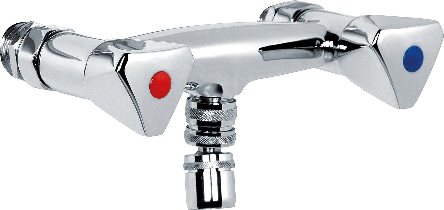 Zweigriffarmatur "Ausgussbecken" chrom, mit Kugelgelenk und Perlator