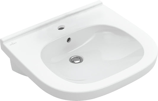 Lavabo V&B ViCare avec trop-plein, 550 x 550 mm, blanc, trou de robinetterie au centre