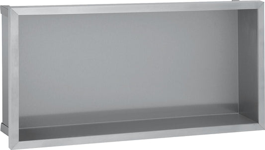 Wall niche, white glass back panel, depth 150mm, WxH: 625x325mm