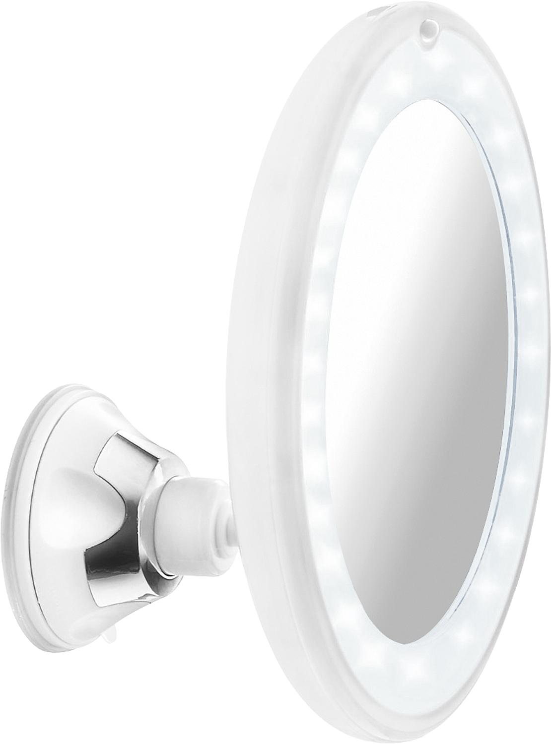 Enian wall-mounted cosmetic mirror with LED lighting and suction cup, 5x magnification, Ø 125 mm