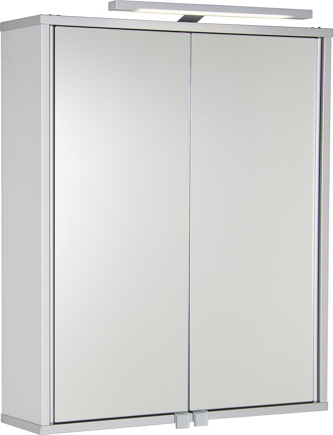 ELKEA aluminum mirror cabinet with LED lighting, 2 doors, 600x700x150 mm