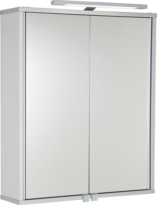 ELKEA aluminum mirror cabinet with LED lighting, 2 doors, 600x700x150 mm