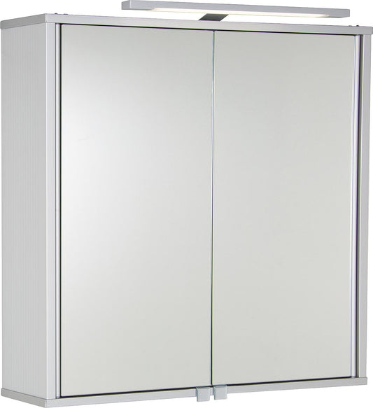 ELKEA aluminum mirror cabinet with LED lighting, 2 doors, 800x700x150 mm