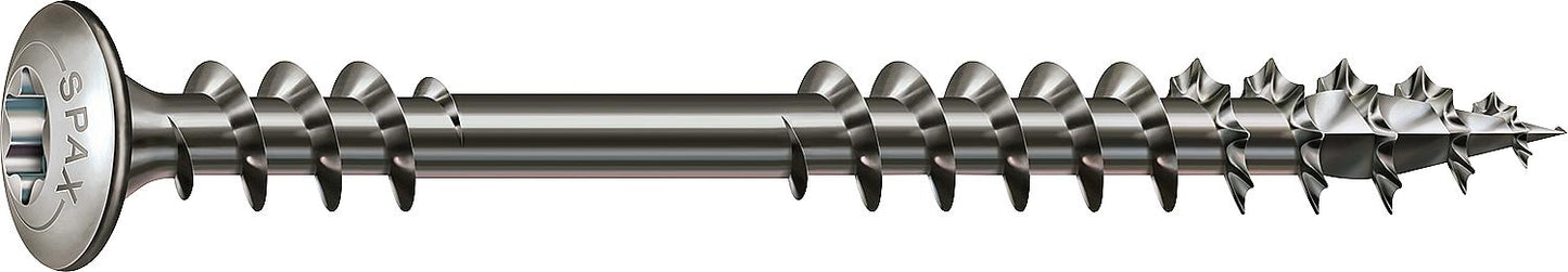 SPAX® Holzterassenschraube Fixiergewinde Edelstahl A2 mit Zierkopf und T-STAR Plus Antrieb