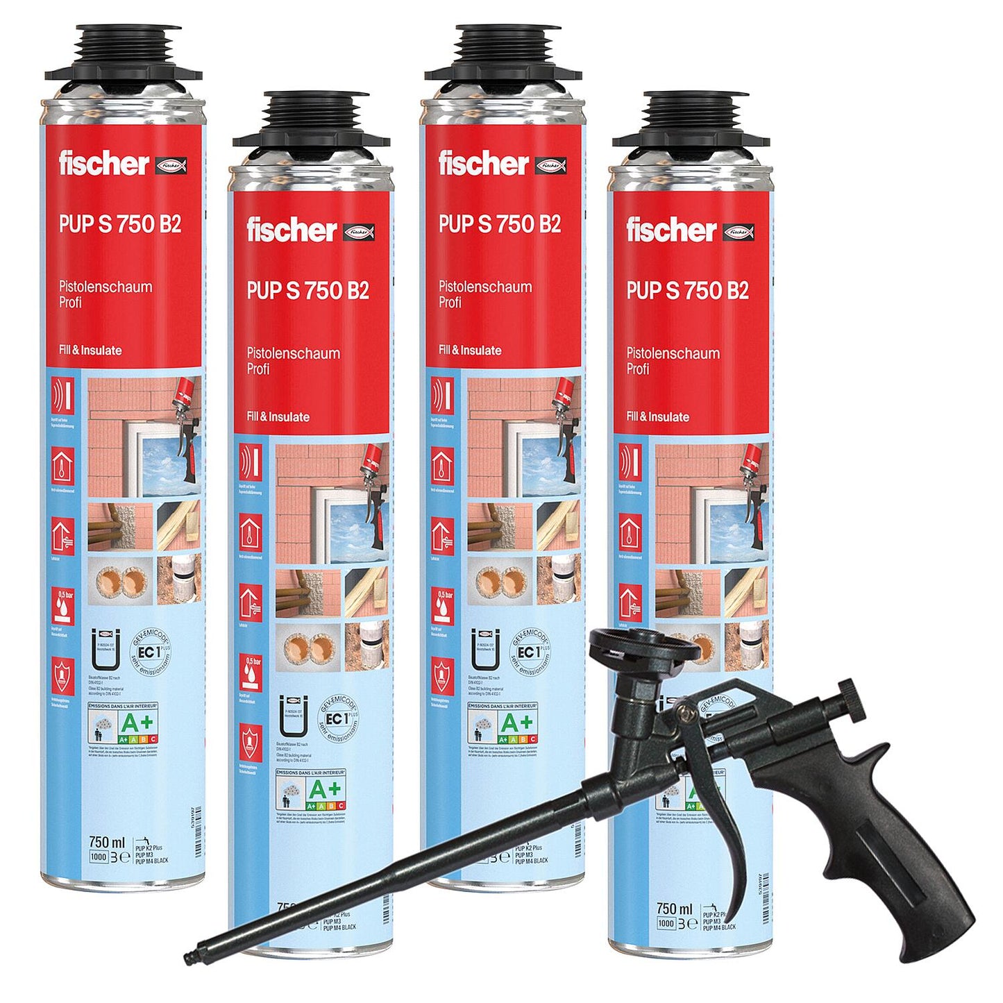 Aktionspaket Pistolenschaum mit Schaumpistole PUP M4 black