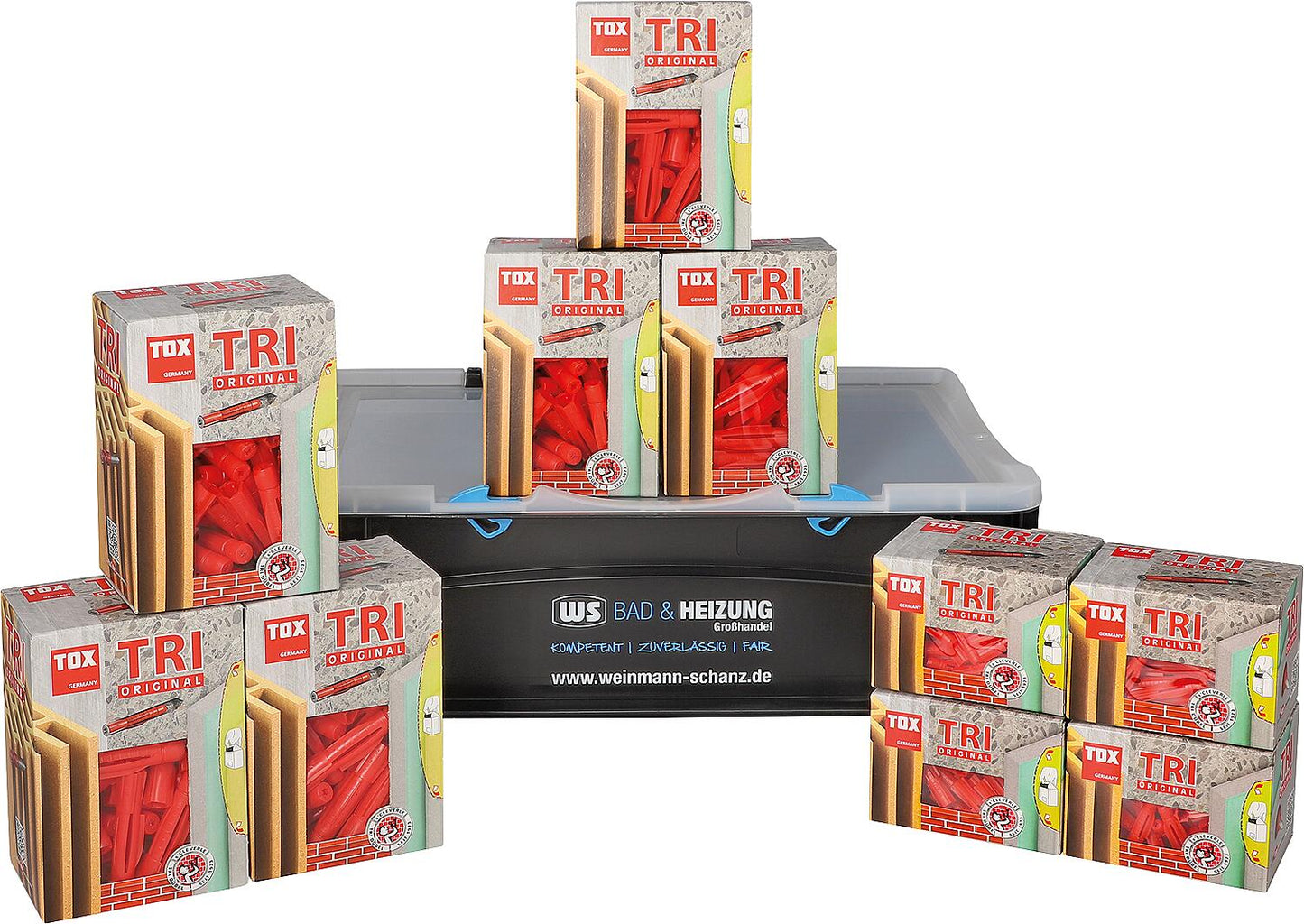 Aktions-Set Allzweckdübel TOX TRI + Gratis 1x WS Transportbox schwarz