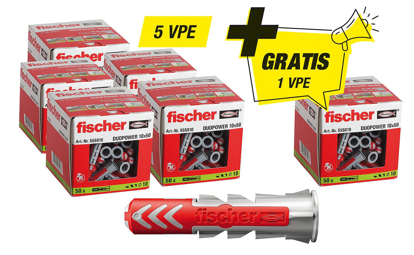 Ensemble promotionnel Fischer comprenant 5 x 94 119 92 + 1 cheville Duopower 94 119 92 offerte