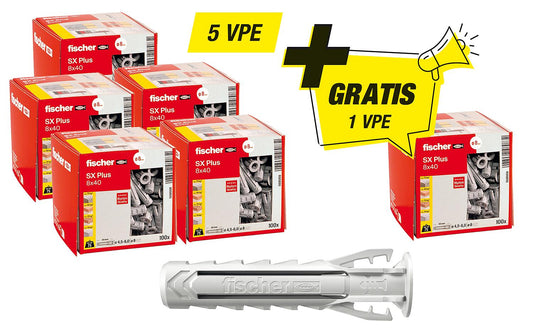 Fischer-Aktions-Set best. aus 5 x 94 033 02 +Gratis 1x 94 033 02 Dübel SX Plus