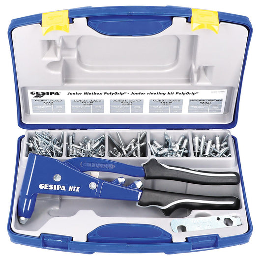 Junior blind rivet set in a case