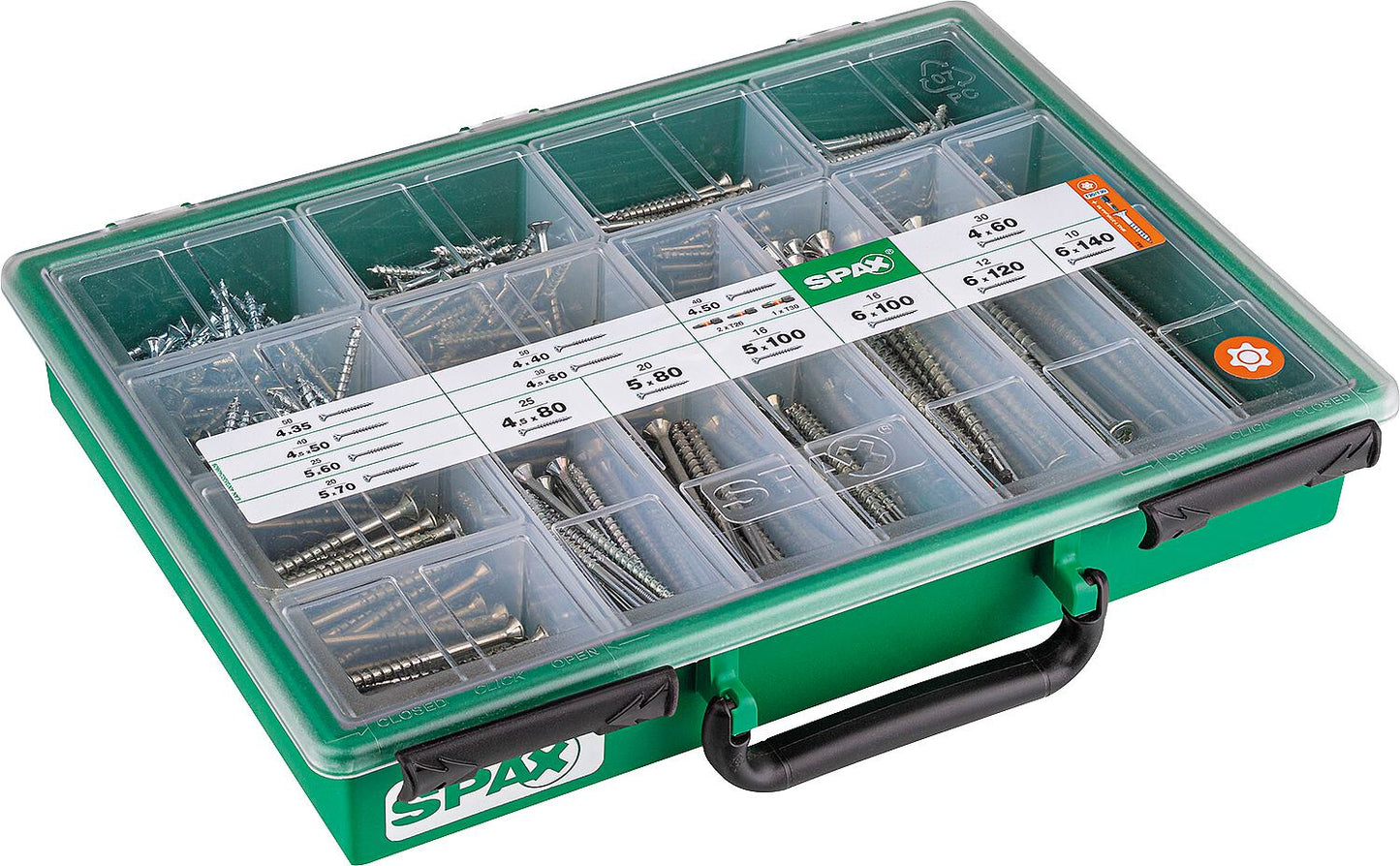 SPAX WIROX T-Star Plus countersunk screw set + bits, 388 pieces