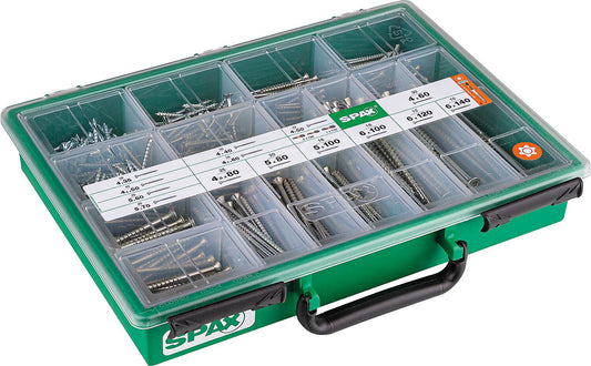 SPAX WIROX T-Star Plus countersunk screw set + bits, 388 pieces