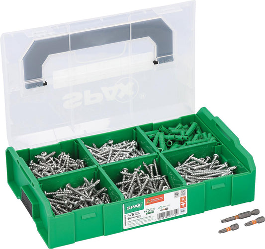 Electrical screw assortment, pan head, Wirox®, Torx® + 2 bits, fully threaded, 553 pieces