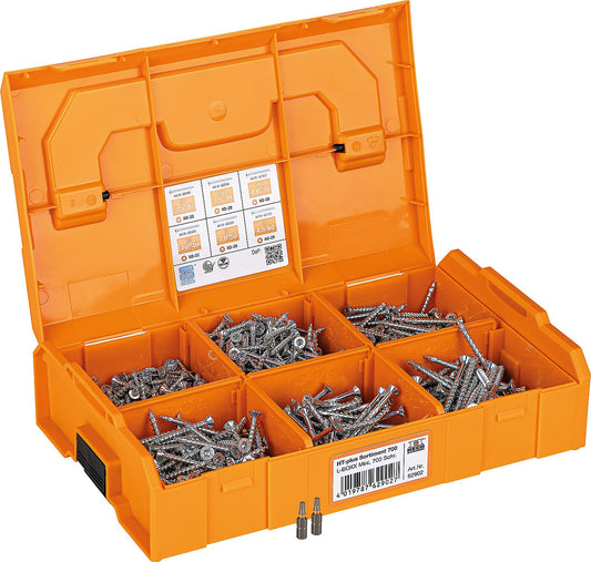 HECO-TOPIX PLUS countersunk head assortment in Mini L-BOXX, 702 pieces (incl. T 20 bit)