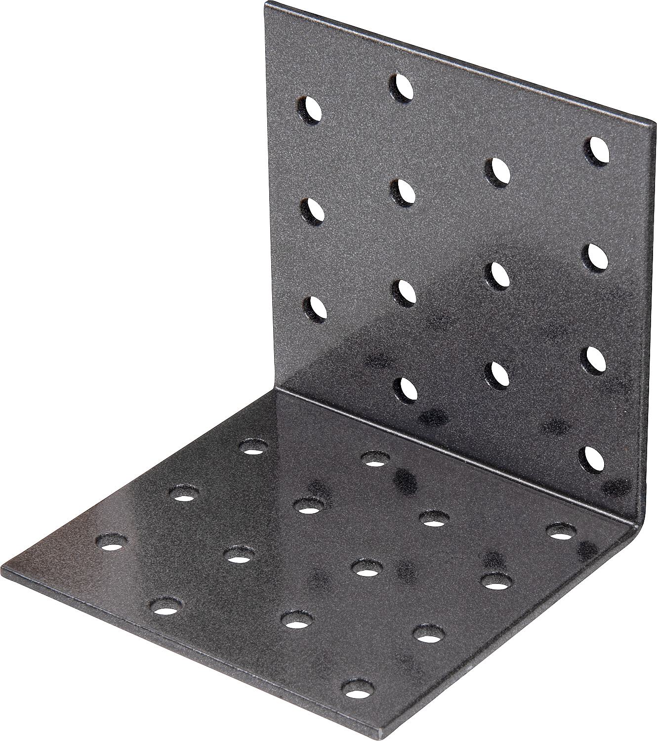 Perforated angle bracket DURAVIS® 80 x 80 x 80 mm, material: steel, sendzimir galvanized, surface: black-diamond
